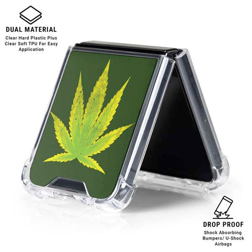Marijuana Leaf Light Green Galaxy Z Flip6 Clear Case